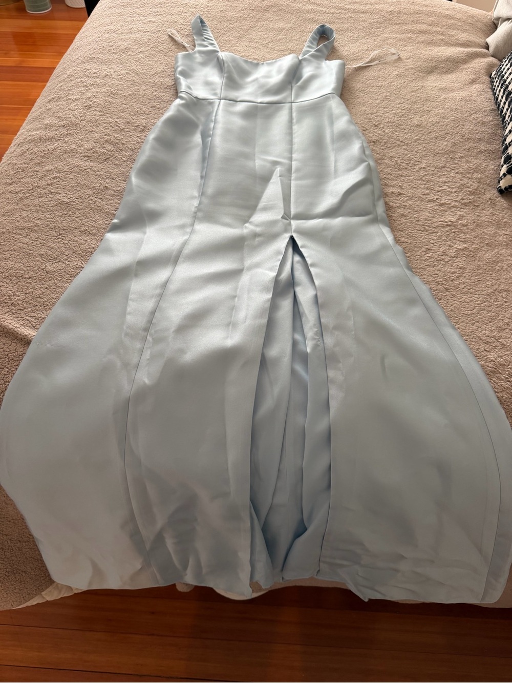 Bella Bridesmaids Mist Blue Maxi Dress Skirt with Front Slit Size 4